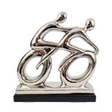 Bicicleta Decorativa Estatueta Prata Luxo 30x28cm Bike