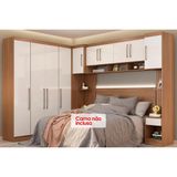 Quarto Casal Modulado Modena I 7 Peças (1 Armário Aéreo + 3 Guarda Roupas + 3 Complementos) Qcm54 Amendola/branco - Demóbile