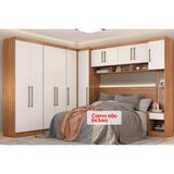 Quarto Modulado Casal Modena Vi 7 Peças (1 Armário Aéreo + 4 Guarda Roupas + 2 Complementos) Qcm61 Amendola/branco - Demóbile