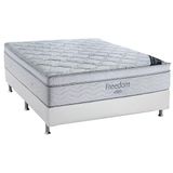 Cama Box Casal: Colchão Molas Ensacadas Ortobom Superpocket Freedom Visco + Base Crc Courano White(138x188)