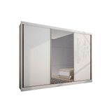 Guarda Roupa Casal 3 Portas De Correr E 6 Gavetas C/ Espelho Sollo Plus Branco - Novo Horizonte