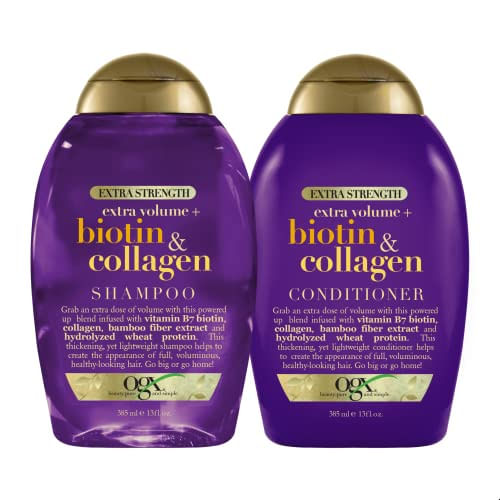 Shampoo E Condicionador Ogx Biotina &amp; Colágeno - Fórmula Forte Com Vitamina B7 E Proteína Hidrolisada De Trigo Para Cabelos Cheios