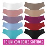 Kit 10 Calcinhas Cortadas a Laser Sem Costura - Biquine - GG