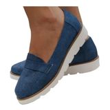 Sapato Tratorado Jeans Confort  - Azul-marinho - 41