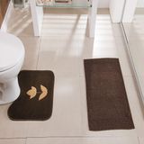 Kit 2 Peças Tapete Banheiro Premium Tulipa Café Guga Tapetes