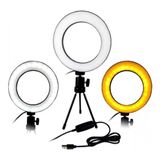 Iluminador Ring Light 6 polegadas 16CM com tripé de mesa + cabo Usb