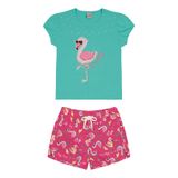 Conjunto Infantil Feminino Flamingo Rovitex Kids Verde 1