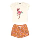 Conjunto Infantil Feminino Flamingo Rovitex Kids Bege 1