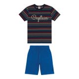Conjunto Infantil Masculino Listras Rovitex Kids Azul 1