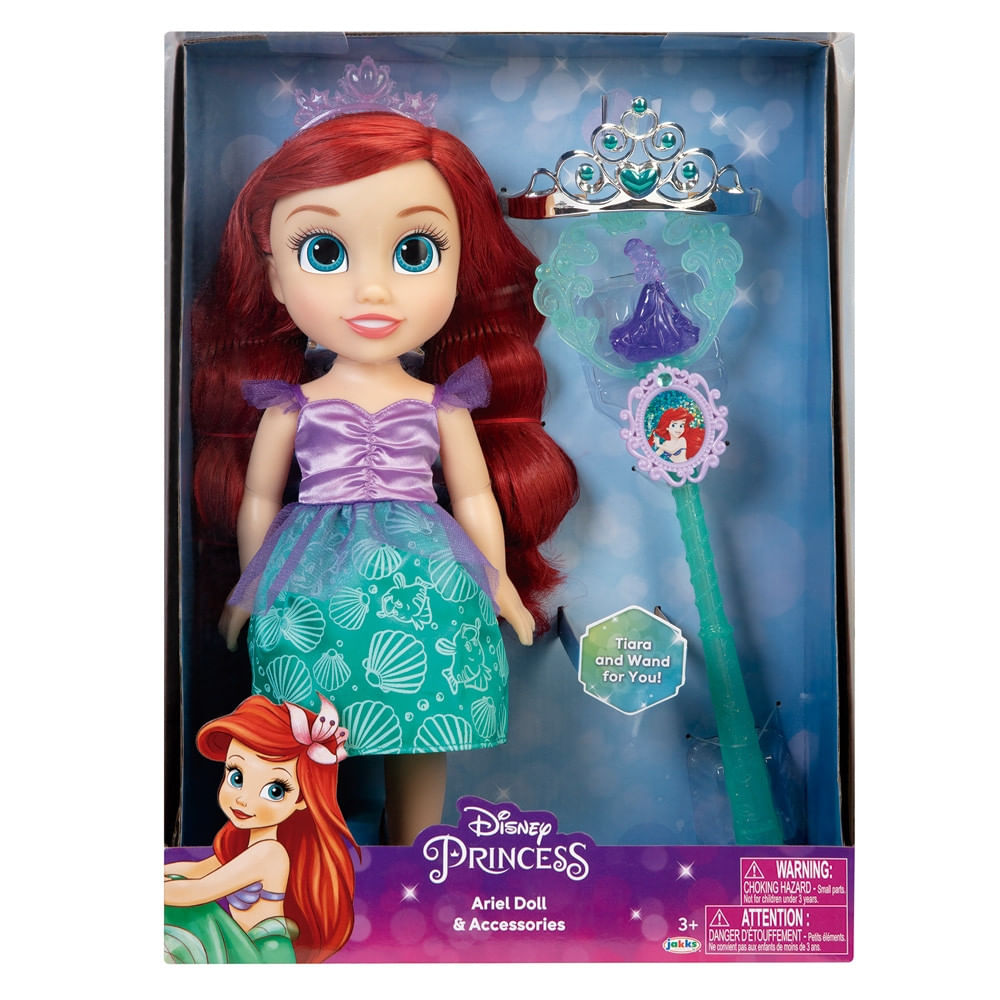 Boneca Princesas Disney Ariel Com Varinha E Tiara Multikids - Br1927