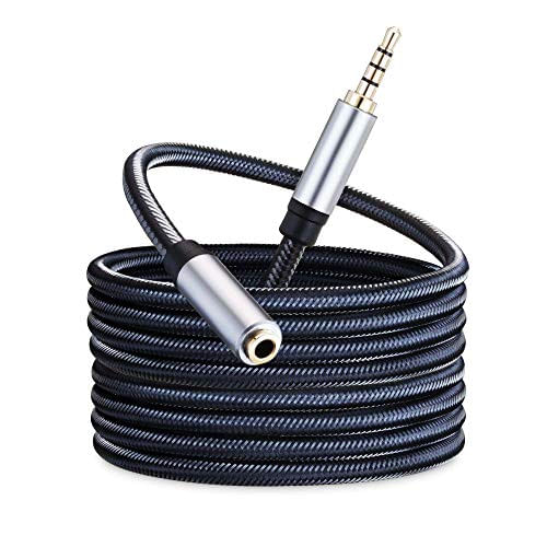 Cabo Extensão Áudio 10ft P/ Microfone/fone Ouvido, Plugue Jack Estéreo 3,5mm Trançado P/ Headset, Tv, Laptop, Telefone, Carro, Ps4, Xbox (10