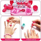 Meninas Pretend Play Brinquedo Maquiagem Portátil Salão Carregar Case Acce