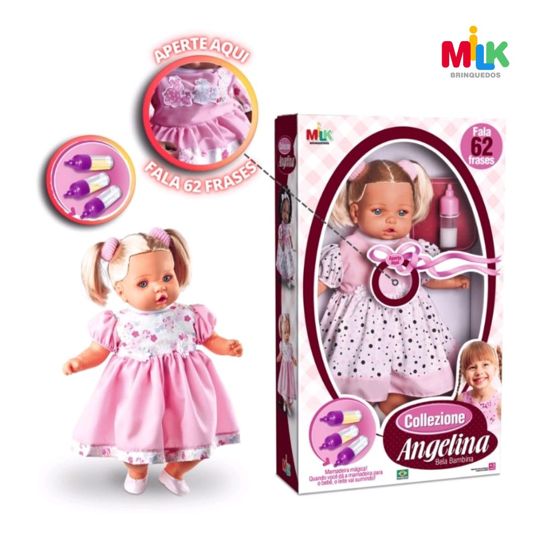 Boneca Angelina Loira + Boneca Angelina Negra Com Acessórios Fala 62 ...