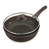 Frigideira Fortaleza Wok  Black com Tampa de Vidro 20'