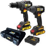 Kit Combo com Chave de Impacto e Furadeira de Impacto Brushless 18V Maleta DX12K CAT