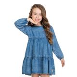 Vestido Jeans Infantil Manga Longa Trick Nick Azul 4