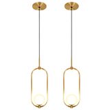 Kit 2 Luminárias Lustre Aro Dourado Globo Cama Quarto 43cm