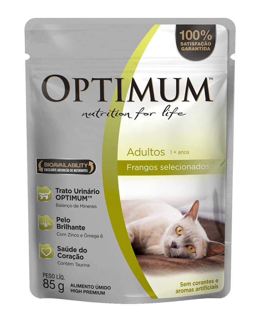 Ração Úmida Optimum para Gatos Adultos Sabor Frango - 85g - 1 unidade