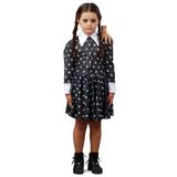 Fantasia Vandinha Vestido Estampado Infantil - Familia Addams - Halloween G