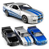 1:36 Nissan Gt-r R34 Sports Car Alloy Modelo, Metal Simulado