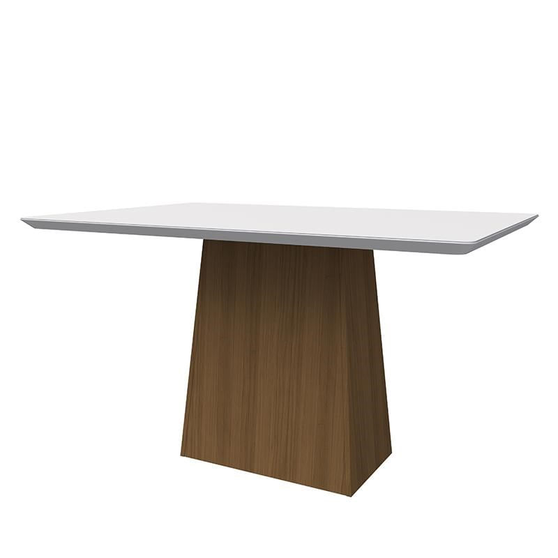 Mesa De Jantar Bárbara 135x90 Imbuia/off White Tampo Com Vidro - New Ceval