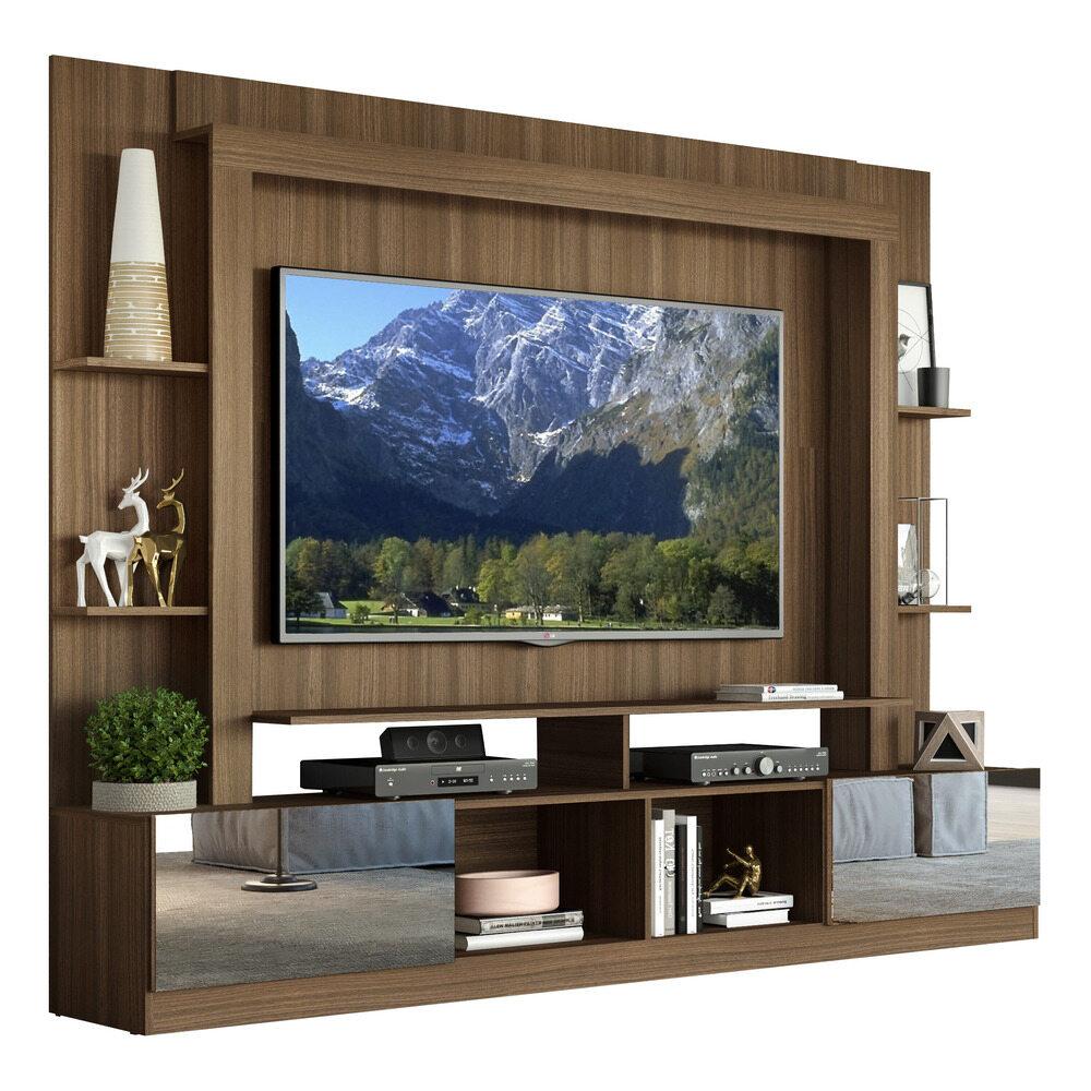 Estante Com Suporte Tv 65&quot; Portas C/ Espelho Oslo Multimóveis V3382 Madeirada