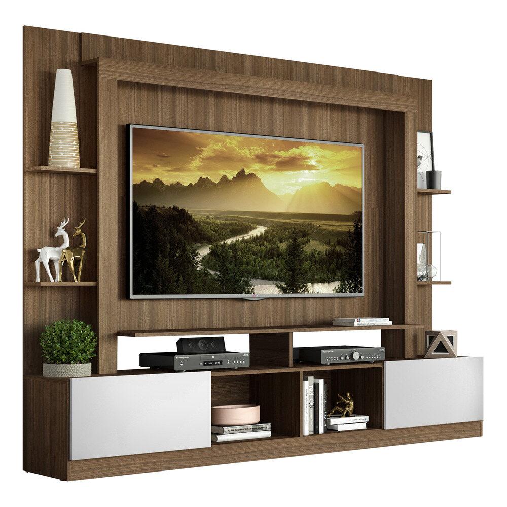 Estante Com Suporte Tv 65&quot; E 2 Portas Oslo Multimóveis V3386 Madeirada/branca