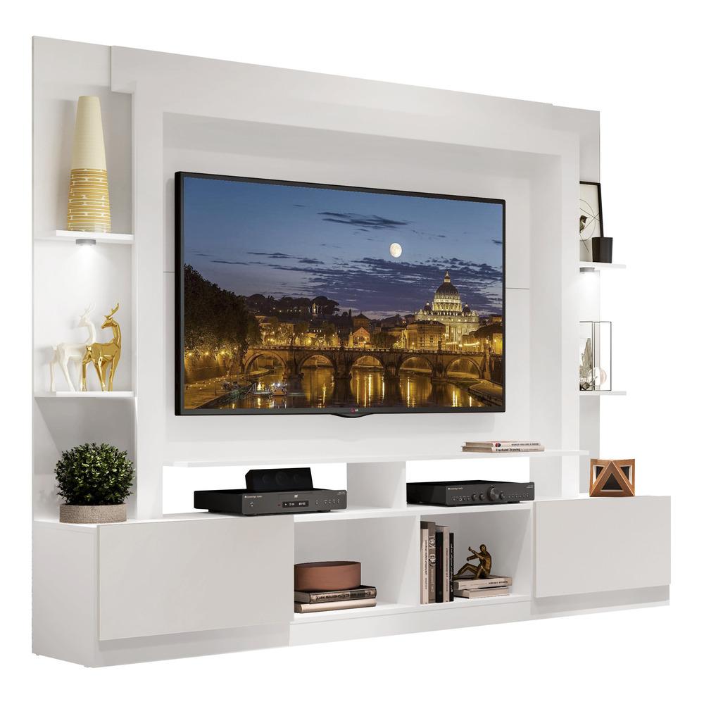 Estante Tv 65&quot; Com Leds Berlim Multimóveis V3392 Branca