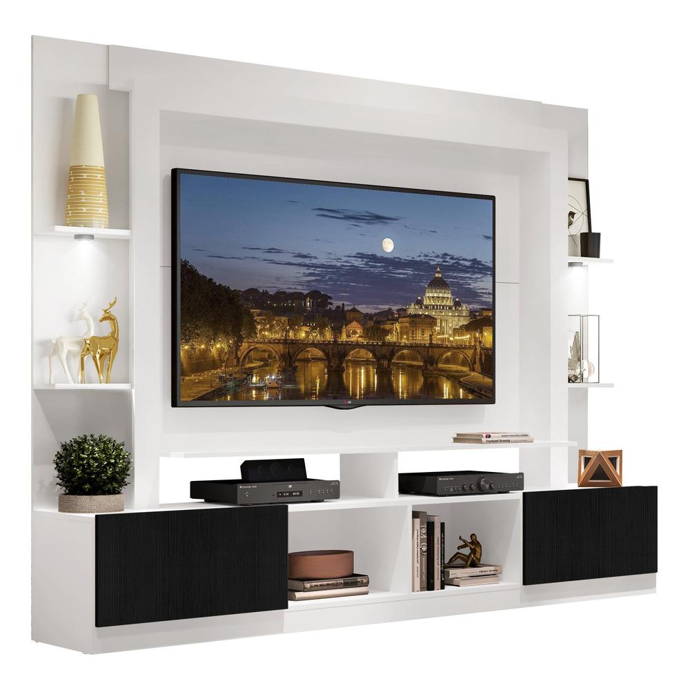 Estante Tv 65&quot; Com Leds Berlim Multimóveis V3392 Branca/preta