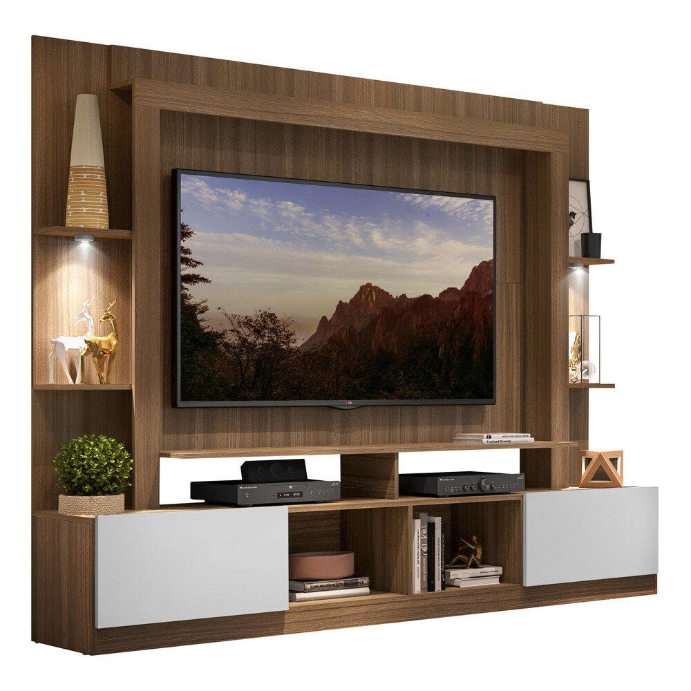 Estante Tv 65&quot; Com Leds Berlim Multimóveis V3392 Madeirada/branca