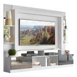 Estante Com Suporte Tv 65&quot; E Espelho Oslo Multimóveis V3381 Branca/preta