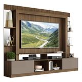 Estante Com Suporte Tv 65&quot; Prateleiras C/ Espelho Oslo Multimóveis V3385 Madeirada/lacca Fumê