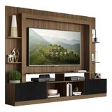 Estante Com Suporte Tv 65&quot; E 2 Portas Oslo Multimóveis V3386 Madeirada/preta
