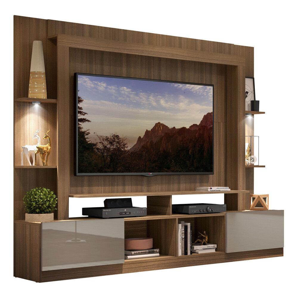 Estante Tv 65&quot; Com Leds Berlim Multimóveis V3392 Madeirada/lacca Fumê