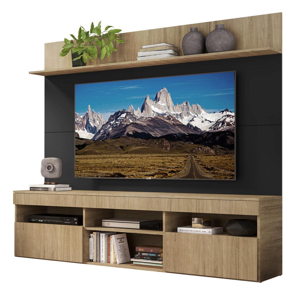 Rack Com Painel E Suporte Tv 65&quot; Madri Multimóveis V3366 Rustic/preto/rustic