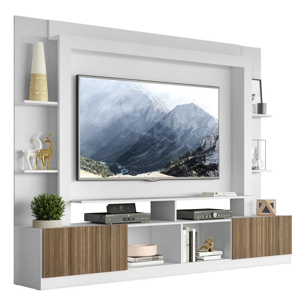 Estante Com Suporte Tv 65&quot; E 2 Portas Oslo Multimóveis V3386 Branca/madeirada