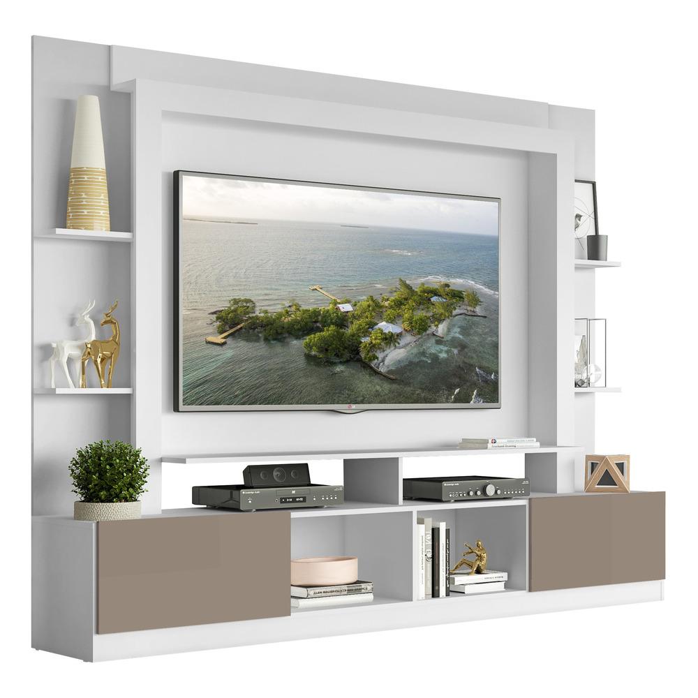 Estante Com Suporte Tv 65&quot; E 2 Portas Oslo Multimóveis V3386 Branca/lacca Fumê