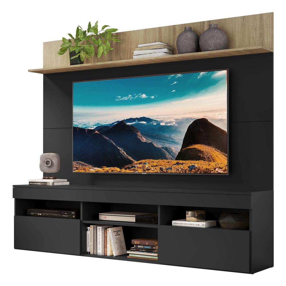 Rack Com Painel E Suporte Tv 65&quot; Madri Multimóveis V3366 Rustic/preto