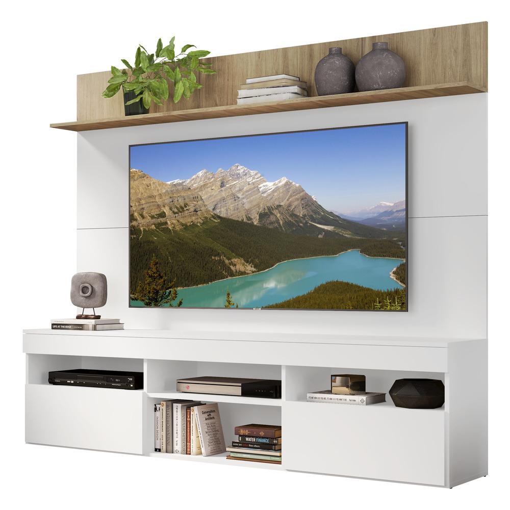 Rack Com Painel E Suporte Tv 65&quot; Madri Multimóveis V3366 Rustic/branco