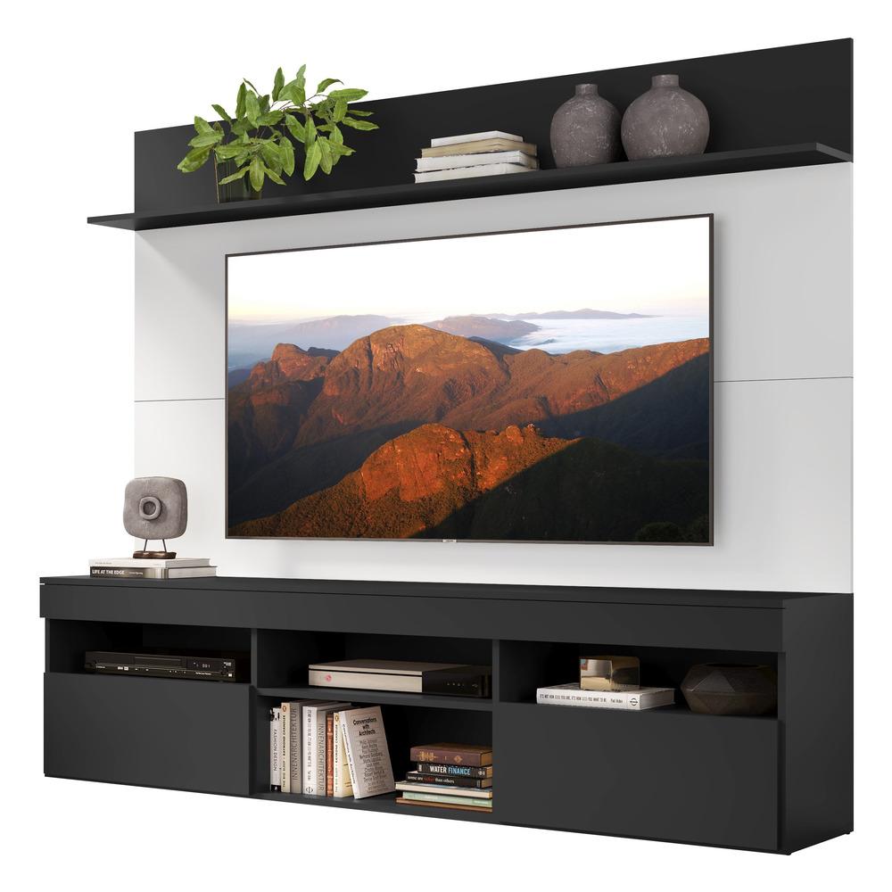 Rack Com Painel E Suporte Tv 65&quot; Madri Multimóveis V3366 Preto/branco/preto