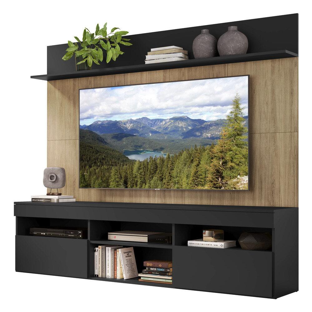 Rack Com Painel E Suporte Tv 65&quot; Madri Multimóveis V3366 Preto/rustic/preto