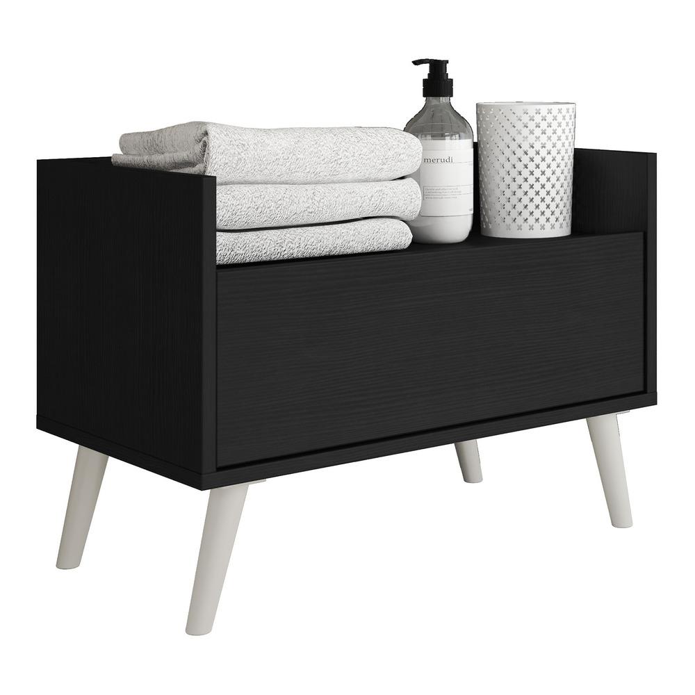 Gabinete Armário Banheiro 60cm Retrô Multimóveis V3624 Preto/branco