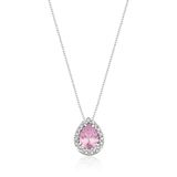 Colar de Prata Princesa Gota Cristal Rosa