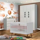 Conjunto Para Quarto De Bebê Berço Cômoda E Guarda Roupas Branco Lívia Phoenix Baby