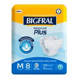 Fralda Geriátrica Bigfral Regular Plus Tamanho M Com 8 Unidades