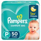 Fralda Pampers Confort Sec Tamanho P Pacote Mega Com 50 Fraldas Descartáveis