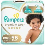 Fralda Pampers Premium Care Tamanho Xxg Pacote Hiper 56 Fraldas Descartáveis