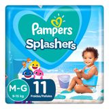 Fralda Pampers Splashers Baby Shark Tamanho M/G com 11 fraldas descartáveis