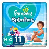 Fralda Pampers Splashers Baby Shark Tamanho M/g Com 11 Fraldas Descartáveis