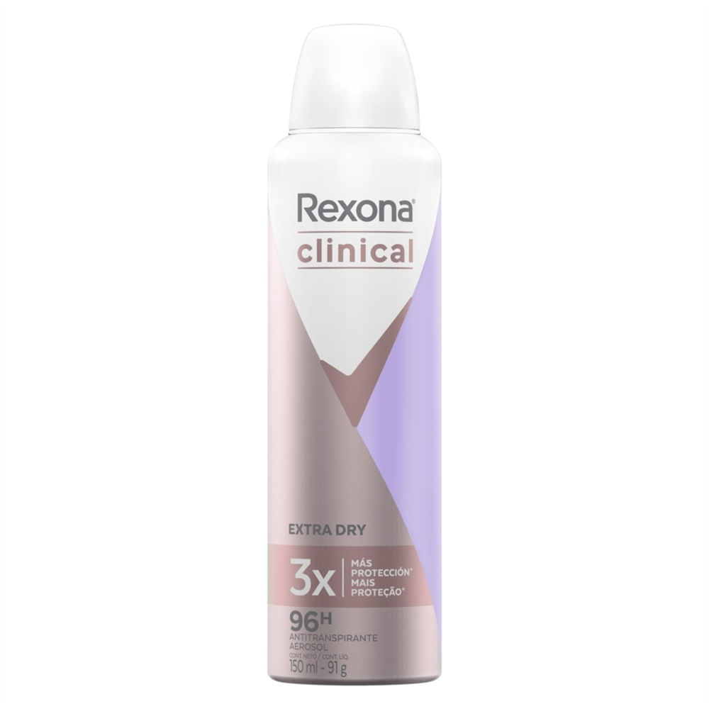 Desodorante Rexona Clinical Extra Dry Aerosol Antitranspirante 96h 150ml